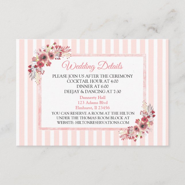 Carte de détail Mariage Mauve Pink Flowers (Devant)