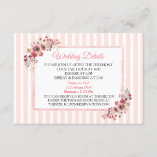 Carte de détail Mariage Mauve Pink Flowers