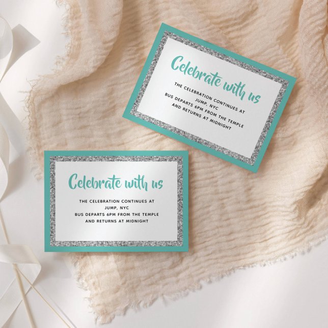 Carte de détail Turquoise et Silver Bat mitzvah Gl (Créateur téléchargé)