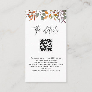 Carte de détails avec Mariage de automne QRcode