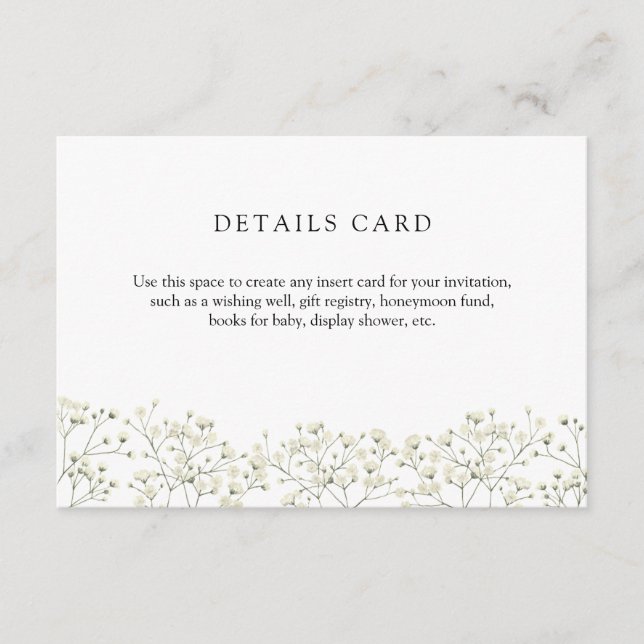 Carte de détails Baby's Breath à insérer (Devant)