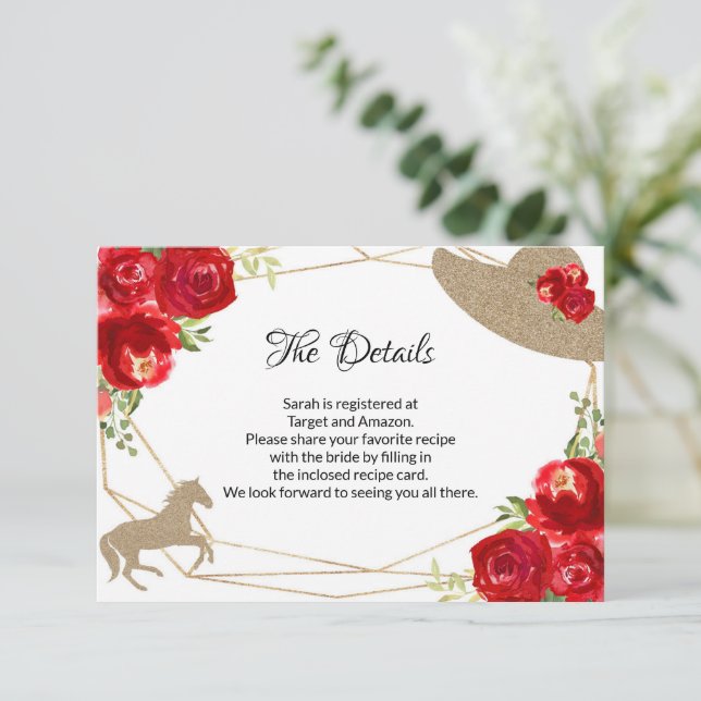 Carte de détails de Baby Shower de mariage Kentuck (Debout devant)