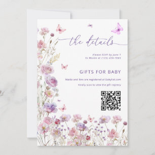Carte de détails de Baby Shower Petite Papillon 