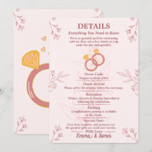 Carte de détails de fiançailles florale rose édita