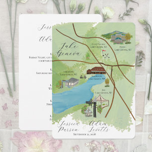 Carte de détails de la carte du week-end de mariag