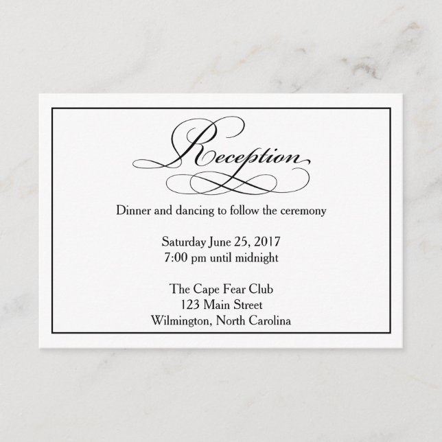 Carte de détails de la réception de mariage (Devant)