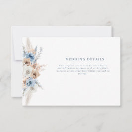 carte de détails de mariage à fleurs bleues boho