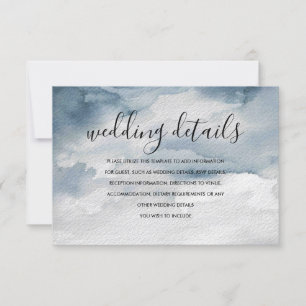 Carte de détails de mariage à l'aquarelle bleu pou