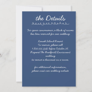 Carte de détails de mariage à l'écriture manuscrit