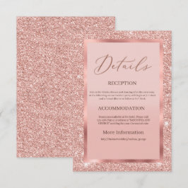 Carte de détails de mariage à paillettes Rose Gold