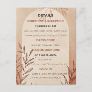 Carte de détails de mariage anglais Arche de terre