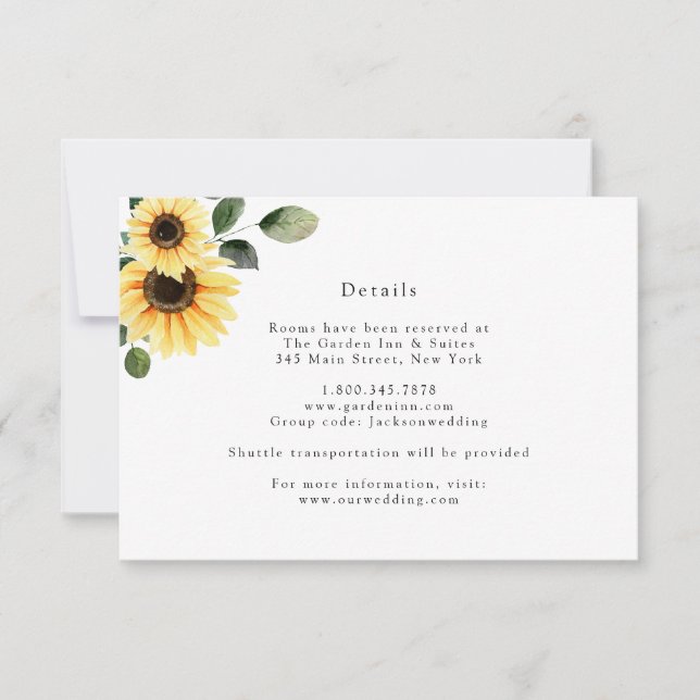 Carte de détails de mariage au tournesol d'automne (Devant)