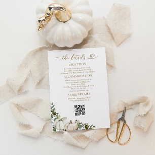 Carte de détails de mariage automnal avec verdure