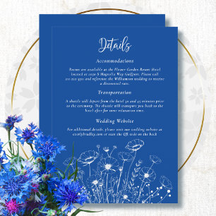Carte de détails de mariage aux fleurs sauvages bl