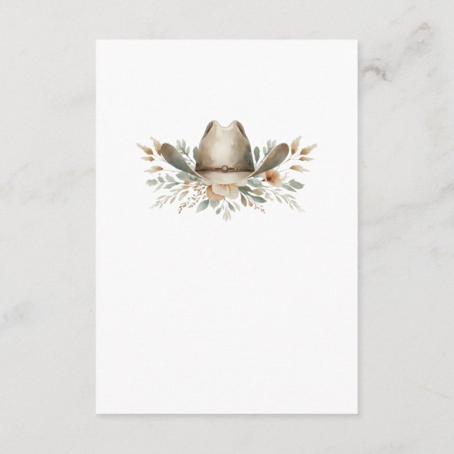 Carte de détails de mariage avec chapeau de cowboy (Dos)