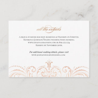 Carte de détails de mariage avec insert en feuille
