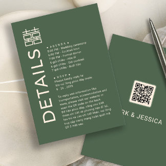 Carte de détails de mariage bilingue moderne vietn