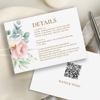 Carte de détails de mariage bilingue vietnamien Pi