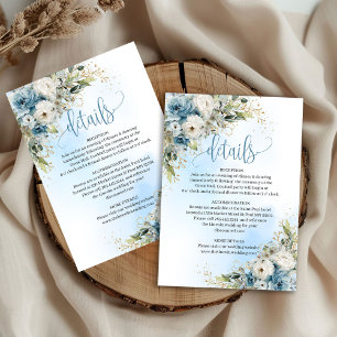 Carte de détails de mariage bleu poussiéreux tenda