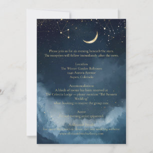 Carte de détails de mariage céleste Étoiles doré