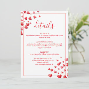 Carte de détails de mariage Cœurs Rose Tendre