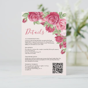 Carte de détails de mariage Crimson Rose