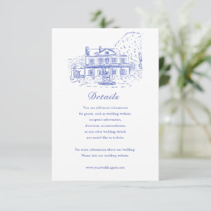 Carte de détails de mariage de maison coloniale bl