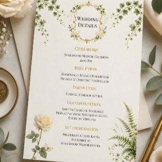 Carte de détails de mariage du jardin secret de lu