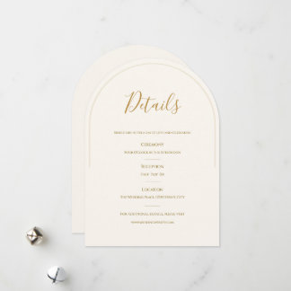 Carte de détails de mariage Elegant Arch | Ivoire