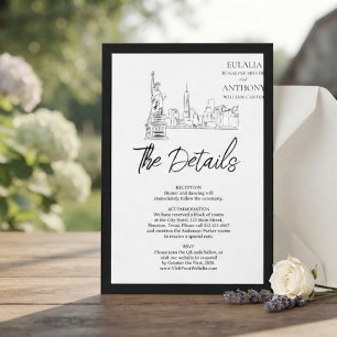 Carte de détails de mariage élégante avec la skyli