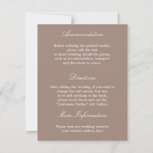 Carte de détails de mariage élégante et stylée tau