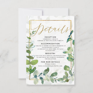 Carte de détails de mariage Eucalyptus