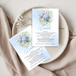 Carte de détails de mariage Fleurs Bleues Élégante
