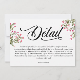 Carte de détails de mariage floral aquarelle éléga