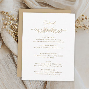 Carte de détails de mariage florale française clas