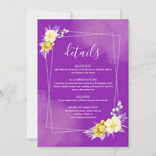 Carte de détails de mariage florale violette