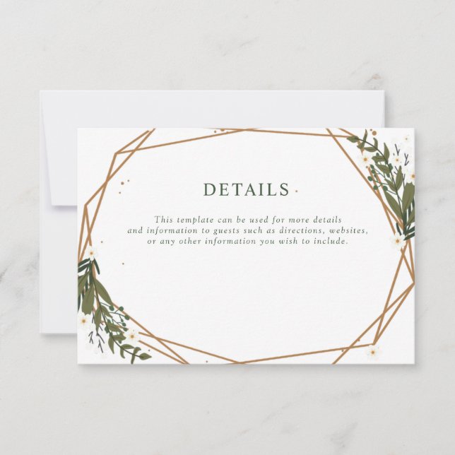 carte de détails de mariage géométrique floral (Devant)