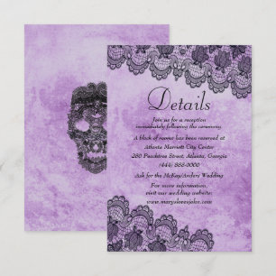Carte de détails de mariage gothique violet à dent