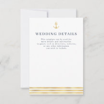 carte de détails de mariage maritime nautique mode