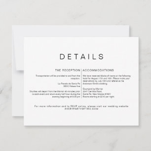 Carte de détails de mariage minimaliste moderne KE