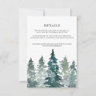 Carte de détails de mariage minimaliste Pins aqu