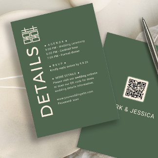 Carte de détails de mariage Modern Double Happines