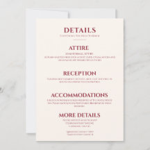 Carte de détails de mariage moderne élégante Cherr