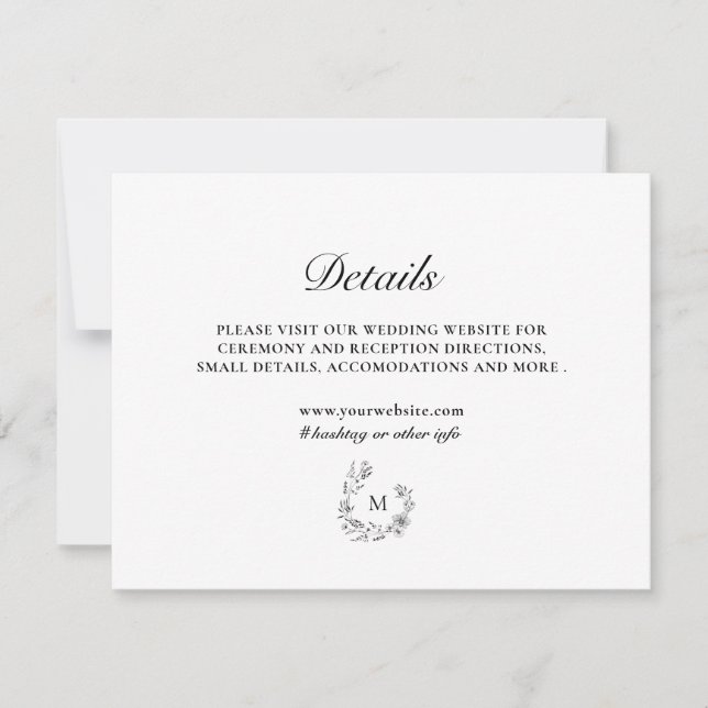 Carte de détails de mariage personnalisée pour mon (Devant)