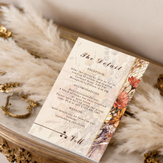 Carte de détails de mariage pour jardin automnal e