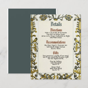 Carte de détails de mariage royal de la Renaissanc