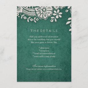 Carte de détails de mariage rustique en dentelle v