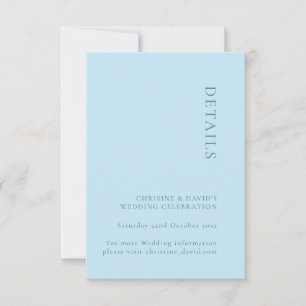 Carte de détails de mariage simple bleu doux