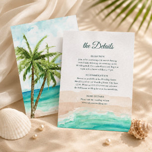 Carte de détails de mariage Tropical Beach et palm