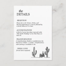carte de détails de mariage western vintage